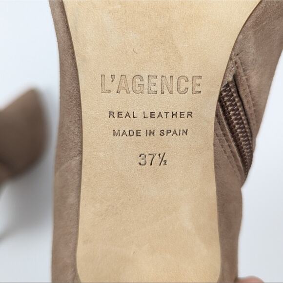 L'Agence Tan Aimee Suede Ankle Classic Boots Size 7.5 - Picture 10 of 10